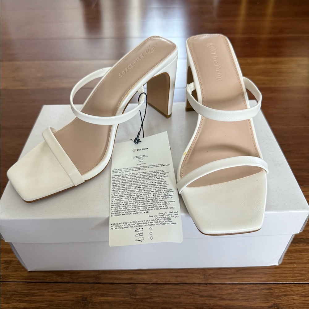 Amazon “The Drop” White Strappy Heeled Sandals